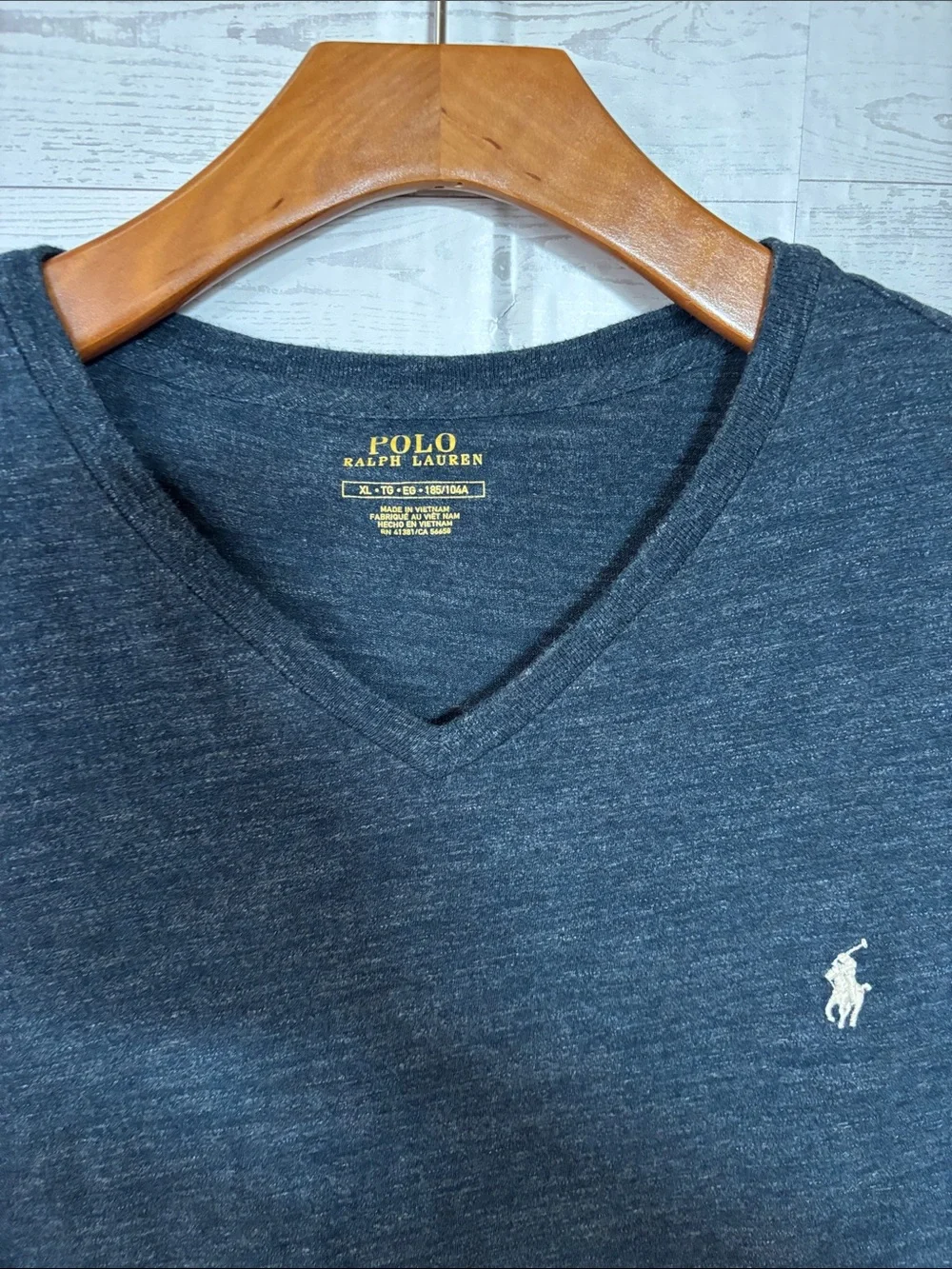 Polo Ralph Lauren V-Neck Navy Long Sleeve Tee Mens xl